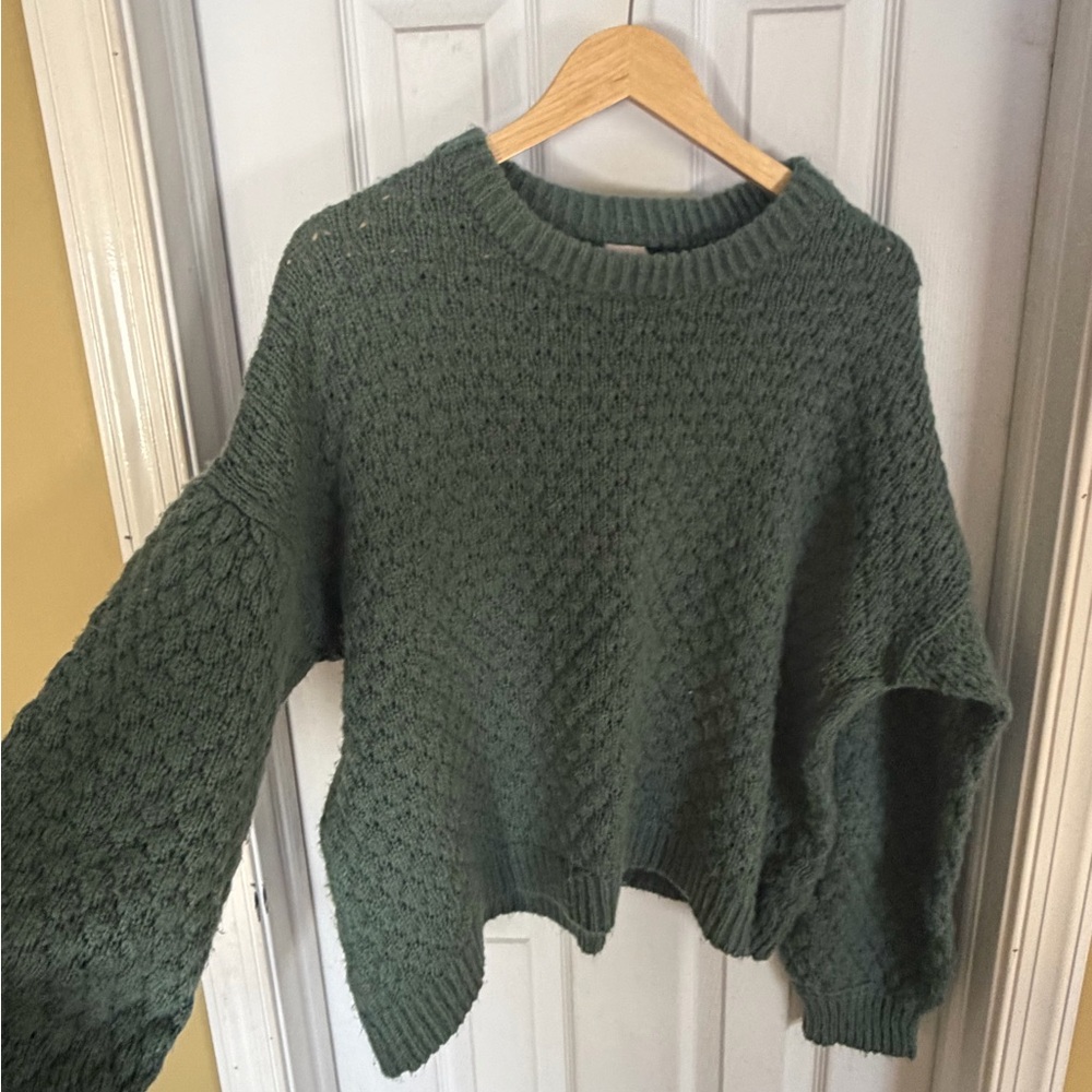 a new day Olive Green Textured Crewneck Sweater
